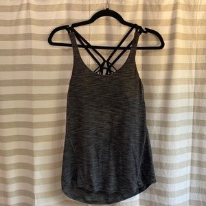 Lululemon size 4, dark gray,open back with built in bra tank